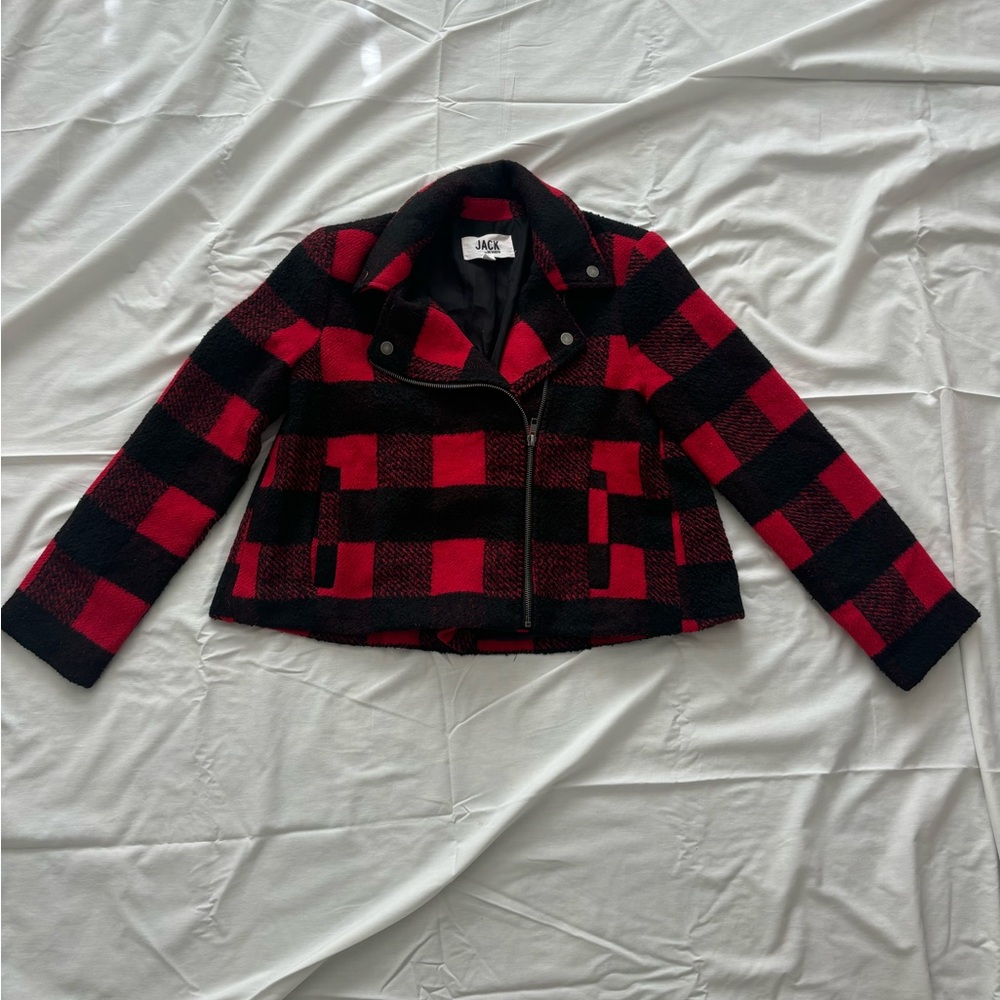 Xs red plaid wool coat